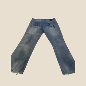 Buffalo Jeans Denim‎ Men Blue Embroidered Back Pocket Straight Leg
